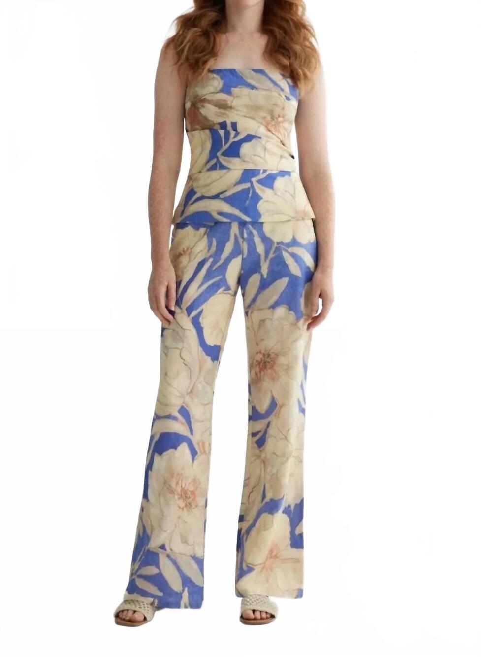 NEW IRIS SETLAKWE floral bustier top in blue peach